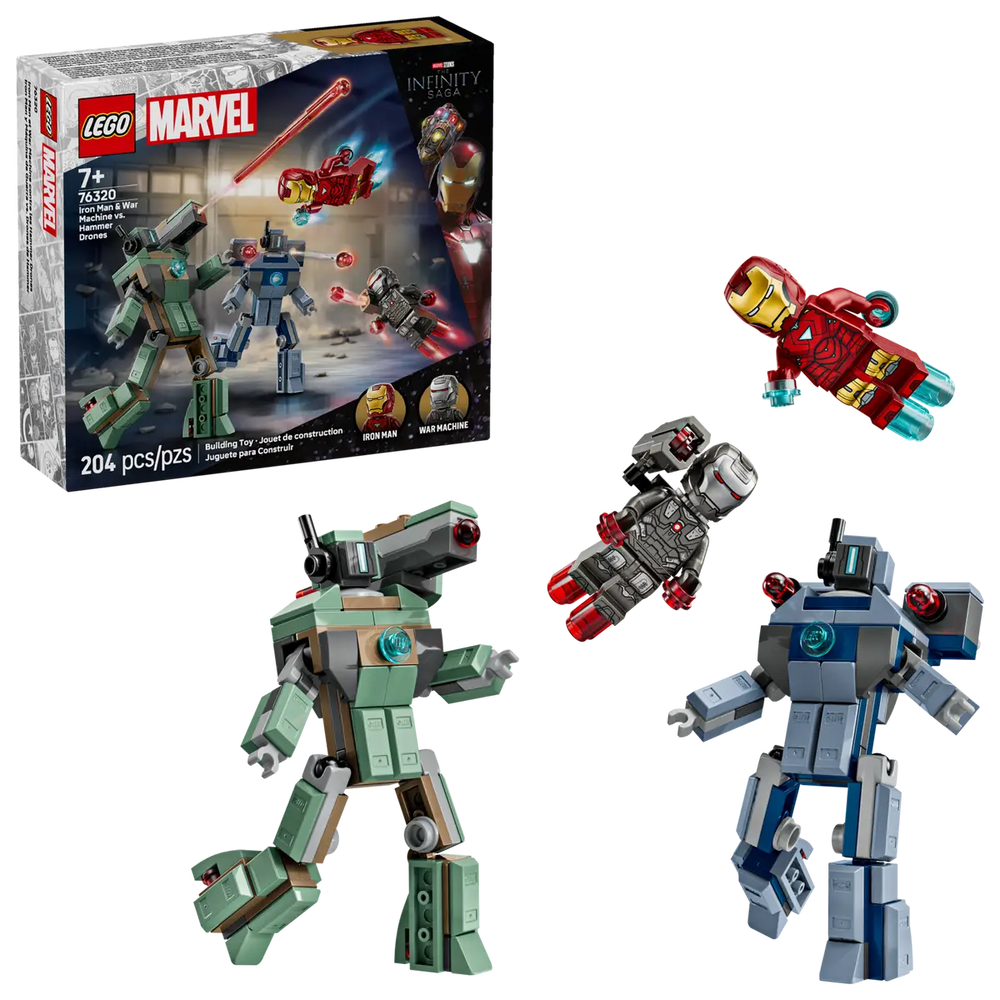 Lego Iron Man en War Machine vs. Hammer Drones 76320