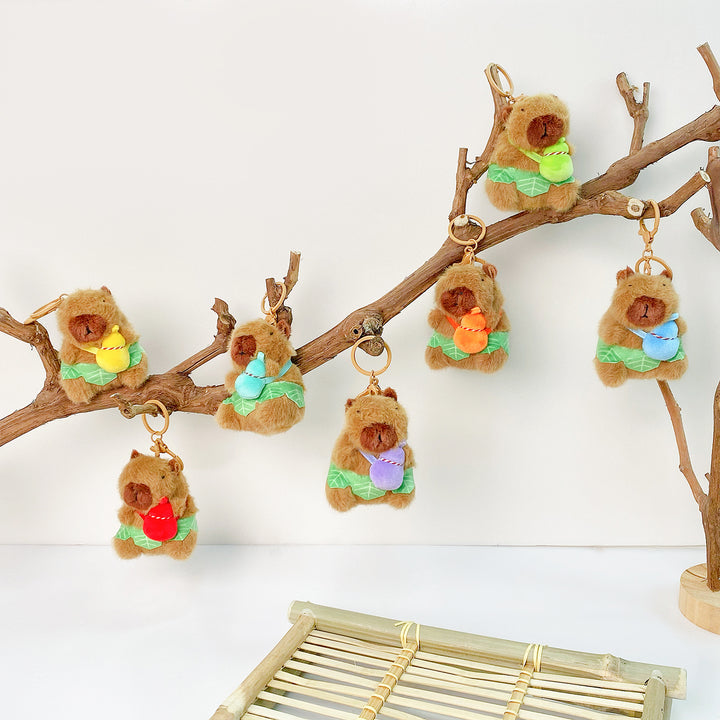 Kenji Fluffy Rainbow Capybara keyring